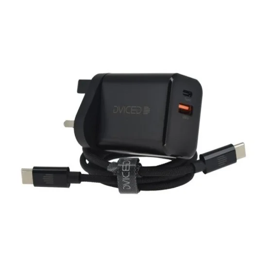 Dviced Wall charger, cable 35W GaN 1 USB-A 1 USB-C UK black